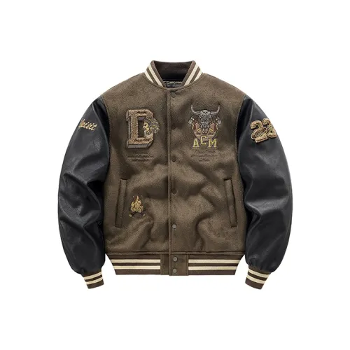 VIP Baseball Jacket Puffer Jacket Unisex Brown