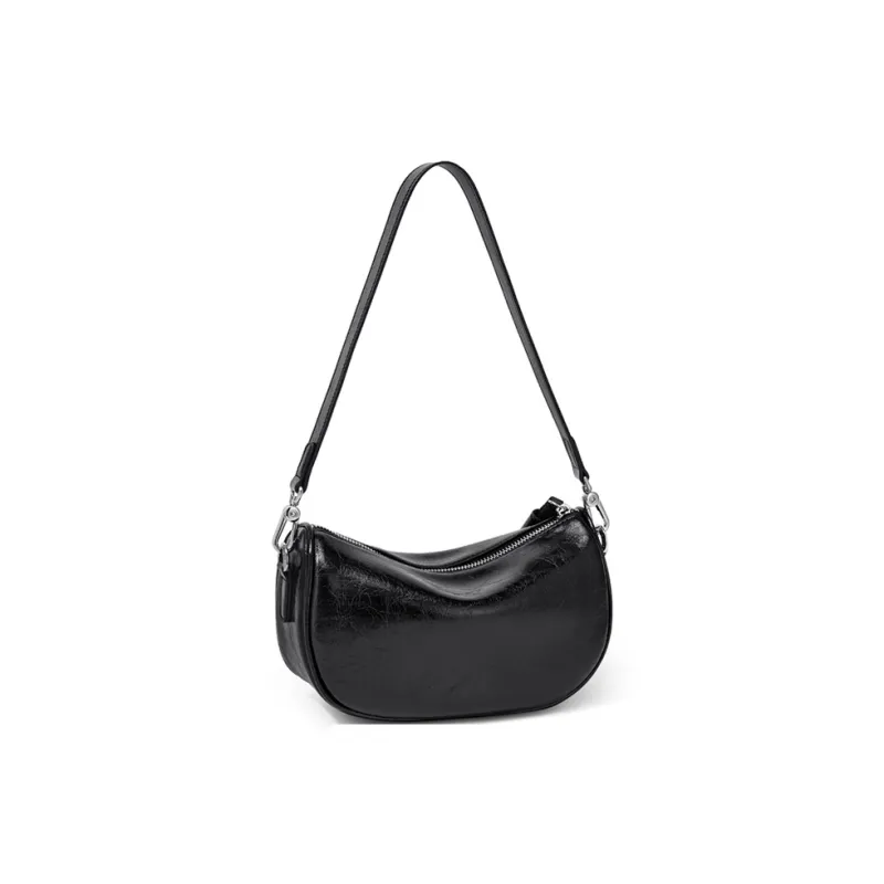 CinvaiKrose Synthetic Leather Shoulder Bag, Crossbody Bag New Moon Dumpling Bag Trumpets Women's Ecru/Black-10