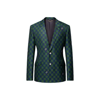LOUIS VUITTON Jacquard Damier Wool Single Breasted Jacket