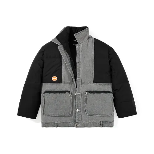 GENANX Puffer Jackets Unisex Black Gray Color