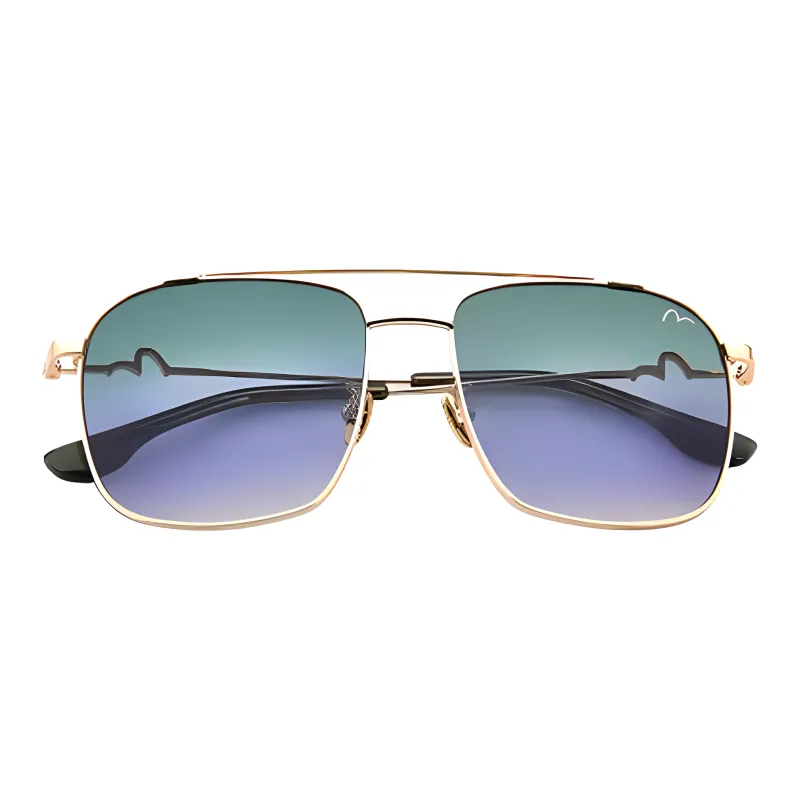 EVISU Metal Plate Aviator Sunglasses Unisex Gold-1