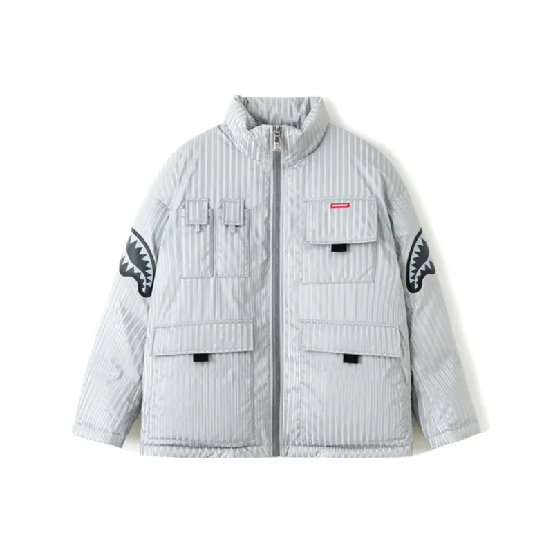 SPRAYGROUND Stripes Stand Collar Loose Fit Thickened Down Jacket Unisex-0