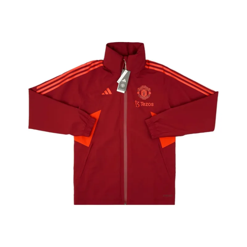 Adidas 2023-24 Manchester United Adidas Rain Jacket Jackets Coats Unisex Red-0