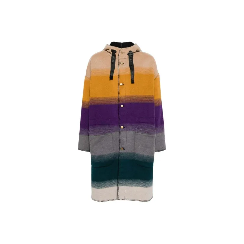 Roberto Cavalli Blanket Stitched Colour block Coat-0
