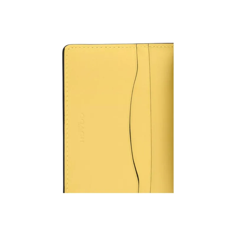 COACH Calfskin Coin Purses Wallets Mini Women's Gunmetal With Vintage Yellow Accents-2