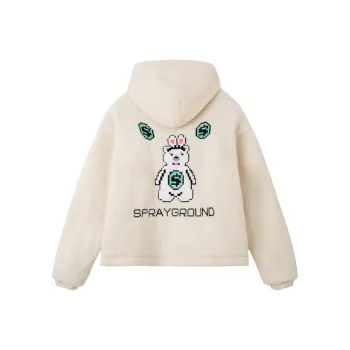 SPRAYGROUND Cartoon Hooded Loose Fit Puffer Jacket Unisex Milk White