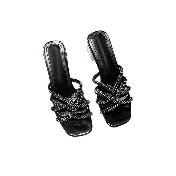 MCKP Rubber Sole Slide Slippers Women's Black-3