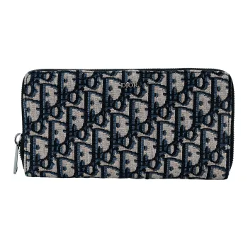 DIOR Cow Leather Wallet Clutch Unisex Black/Beige