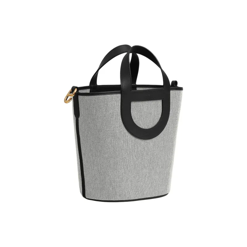 HERMES In The Loop Canvas With Swift Calfskin Handbag Women's Light Beige & Black-2