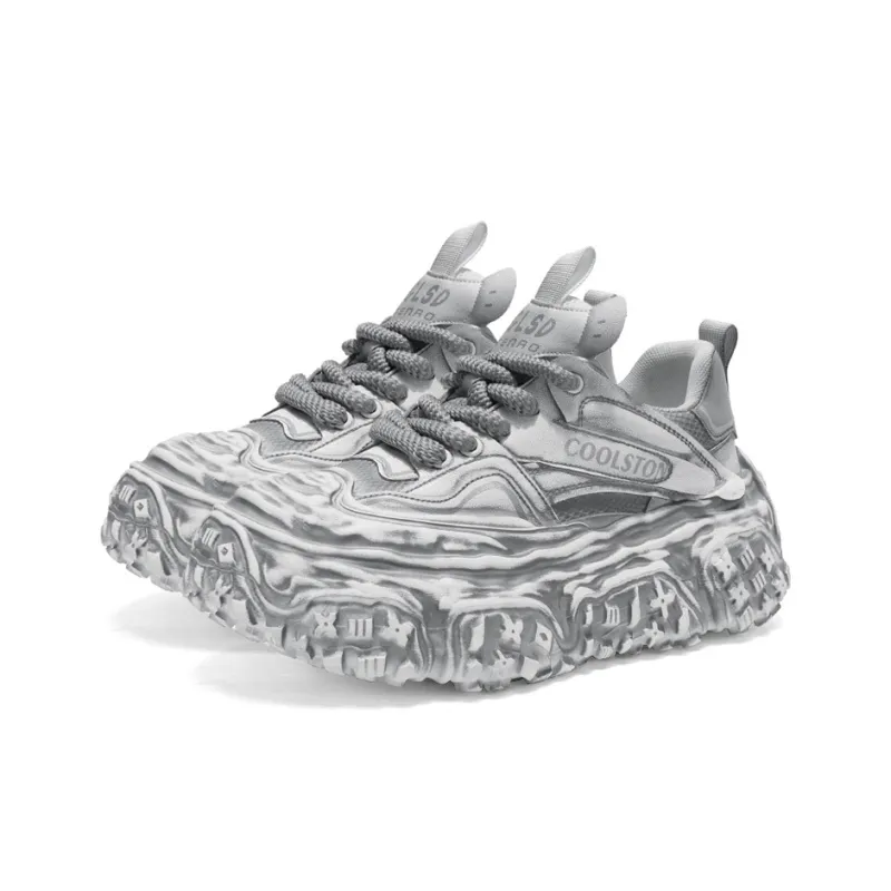 OUGLEMEN Abrasion Resistant Height Increasing Low Top Chunky Sneakers Men's Box-13