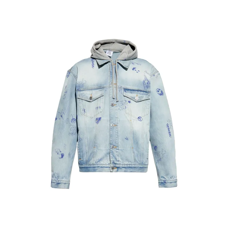 Vetements Scribbled Hooded Denim Jacket-0