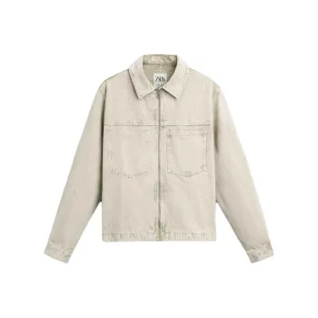 ZARA Denim Jackets Men Beige
