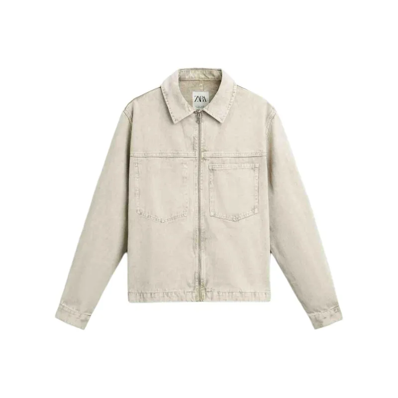 ZARA Denim Jackets Men Beige-0