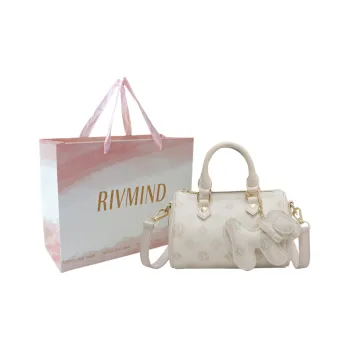 RIVMIND PU Handbag Women's Ecru/Pink/Brown