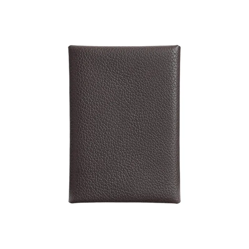 HERMES Calvi Duo Barenia Faubourg Calfskin Card Holder Women's 46 Ebene Ebony-0