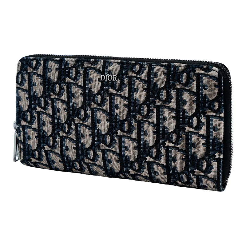 DIOR Cow Leather Wallet Clutch Unisex Black/Beige-1