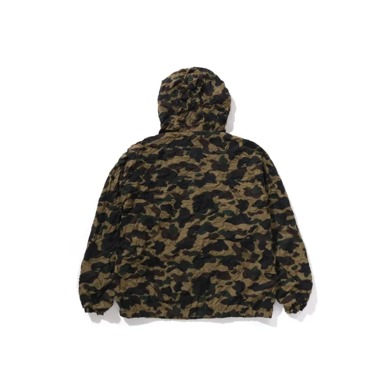 Bape Crinkle Effect 1st Camo Half Zip Hoodie Jacket-1