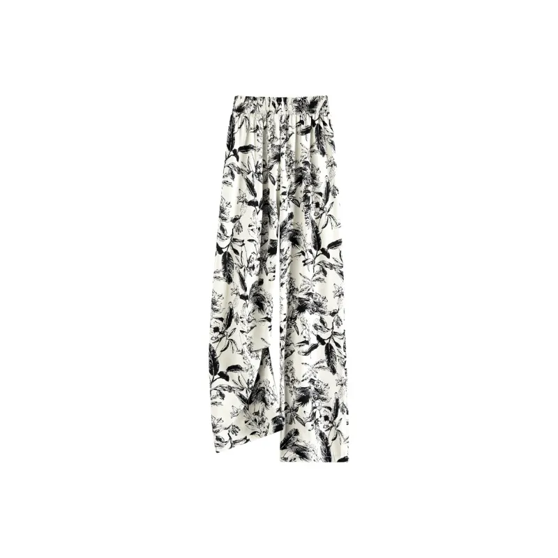 TOUCH Casual Pants Women's Beige With Black Floral-1
