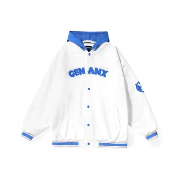 GENANX Letter Detachable Hood Loose Fit Puffer Jacket Unisex
