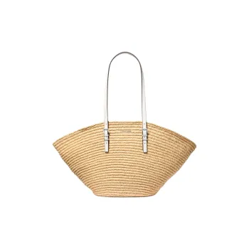 MICHAEL KORS Fabric Tote Bag, Shopping Bag, Shoulder Bag Large Size Women's Natural & White