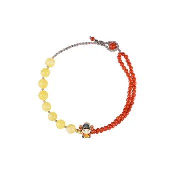 Clear Snow Southern Red Agate/Beeswax Bracelets Unisex