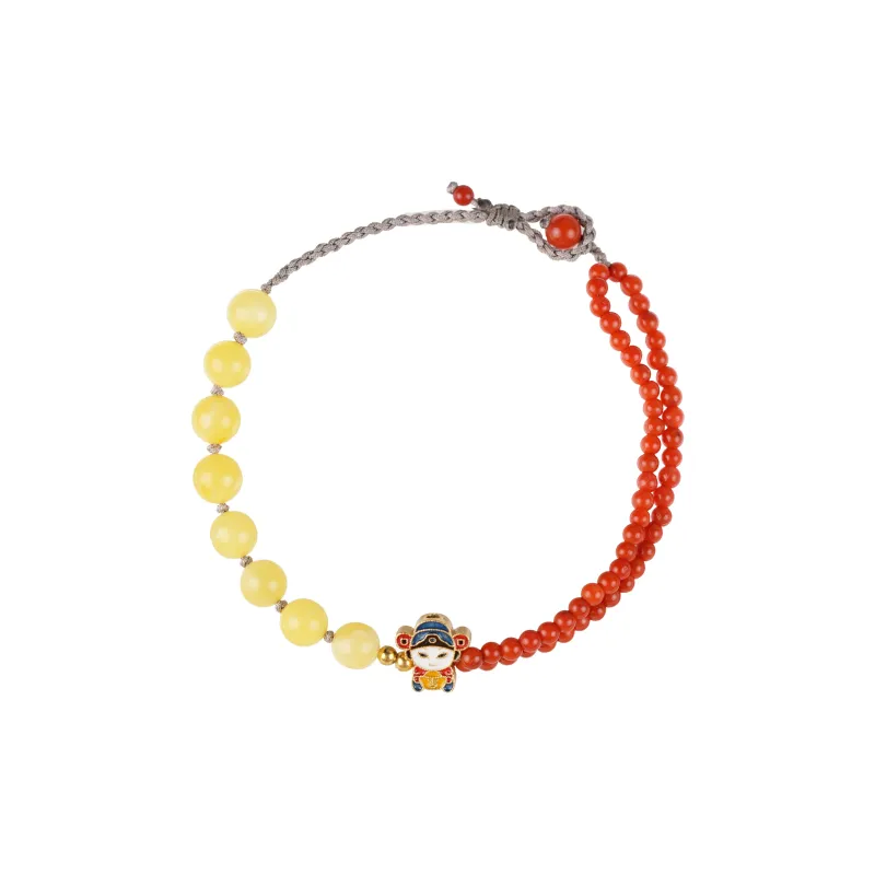 Clear Snow Southern Red Agate/Beeswax Bracelets Unisex-0