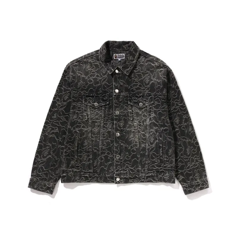 A BATHING APE Logo embroidered Denim Jacket-2