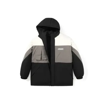 GENANX Letter Hooded Loose Fit Puffer Jacket Unisex