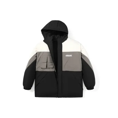 GENANX Letter Hooded Loose Fit Puffer Jacket Unisex
