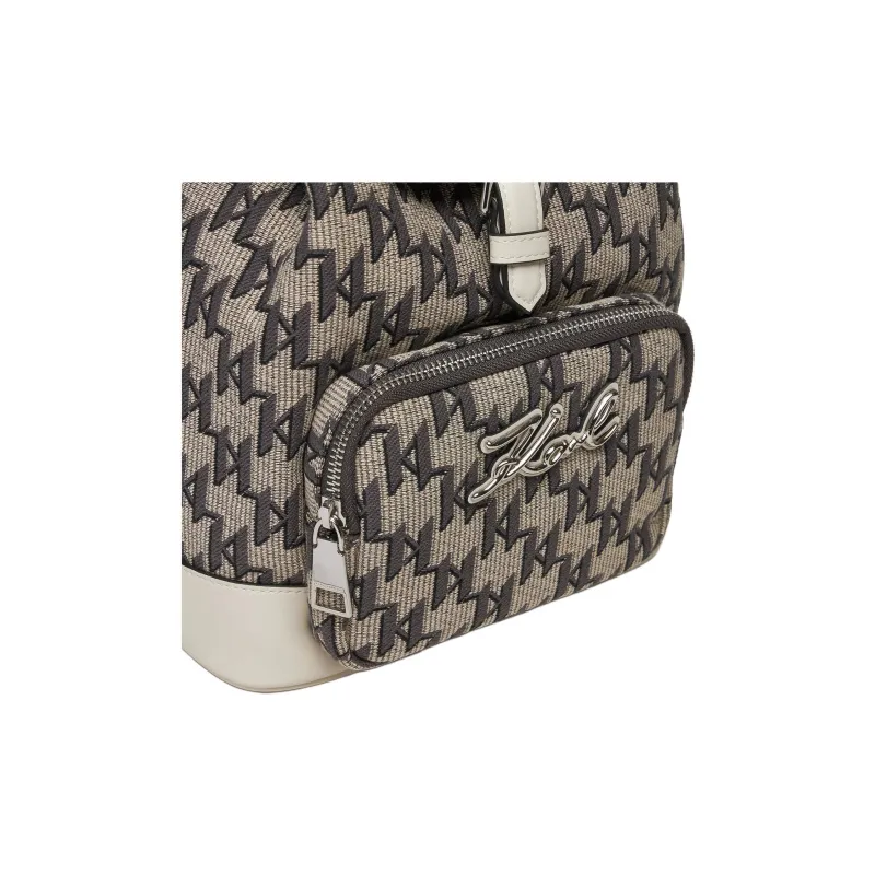 KARL LAGERFELD Fabric Backpack Trumpets Women's Gray Green-3