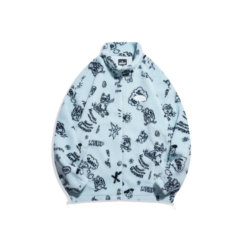 XTEP Cartoon Stand Collar Loose Fit Fleece Lined Cropped Puffer Jacket Unisex-2