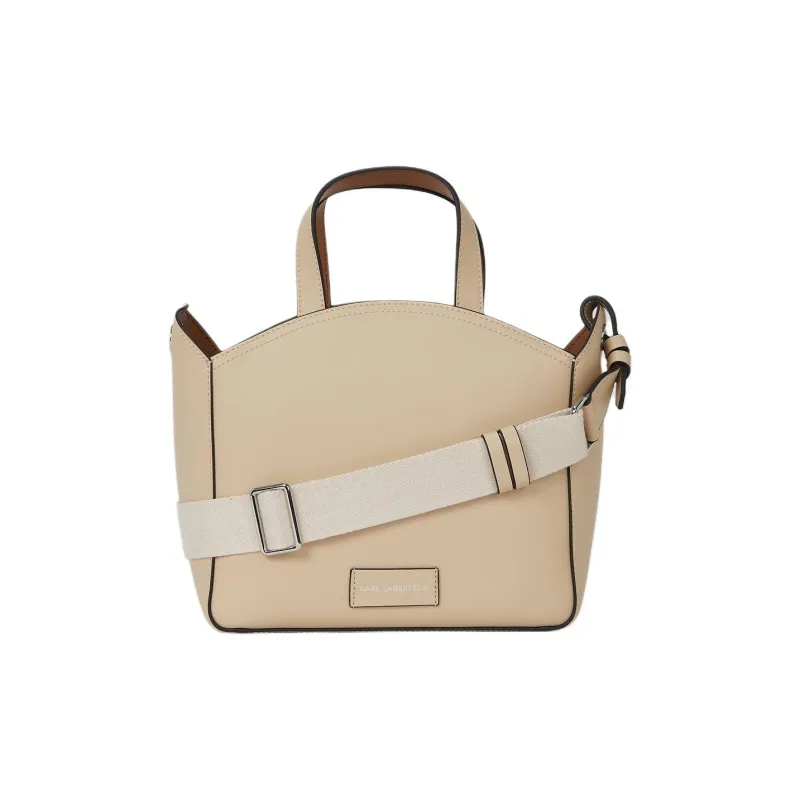 KARL LAGERFELD Cow Leather Tote Bag, Shopping Bag, Shoulder Bag, Handbag Trumpets Women's Beige-1