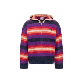 BLUEMARBLE Logo patch Striped Zip up Hoodie