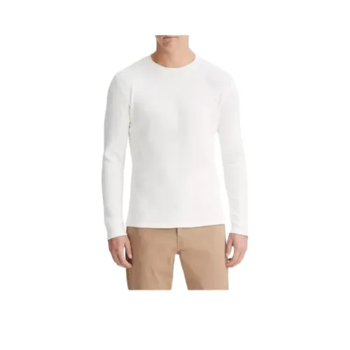 VINCE Thermal Long Sleeve Crew Neck Pullover Sweatshirt Men's White