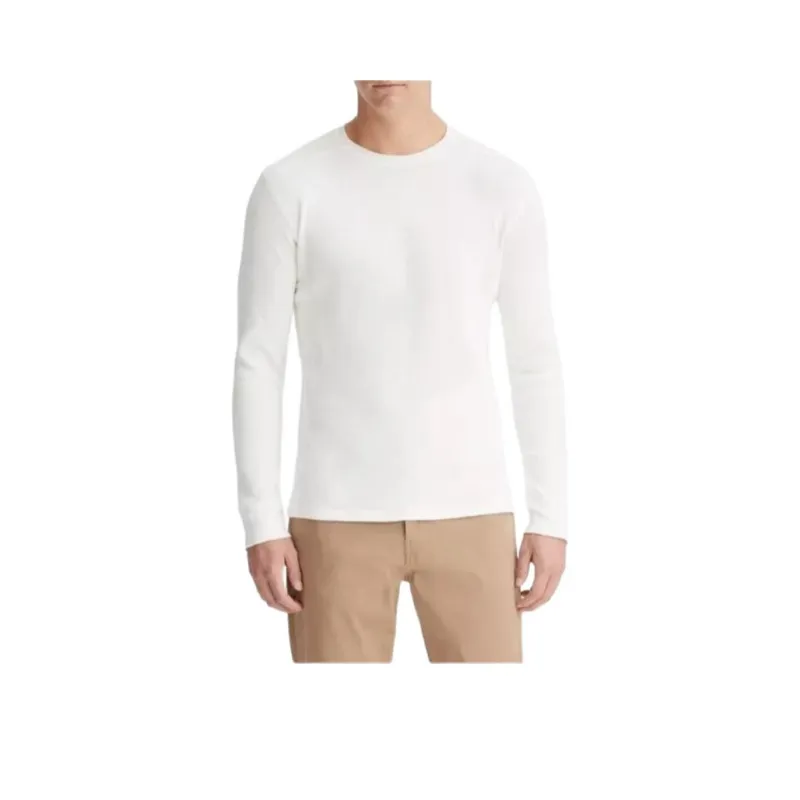 VINCE Thermal Long Sleeve Crew Neck Pullover Sweatshirt Men's White-0