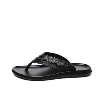 Qiandongmeili Rubber Sole Stitching Slip Resistant Massage Flip Flops Men's Black