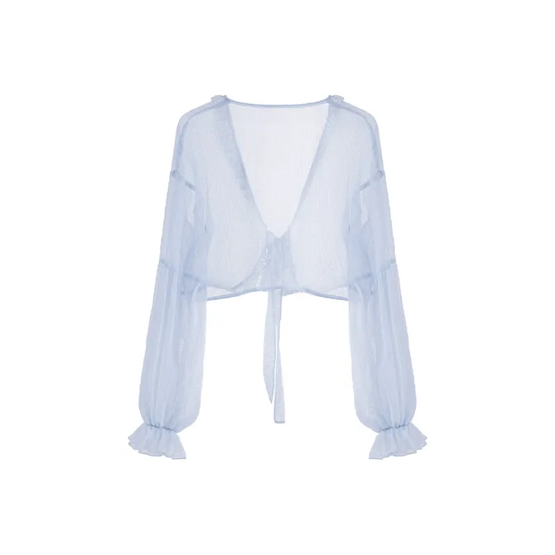 Blovelan Chiffon Shirt Women's Sky Blue-1
