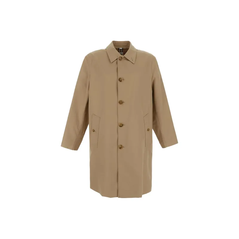 Burberry Single Breasted Long Sleeved Gabardine Coat-0