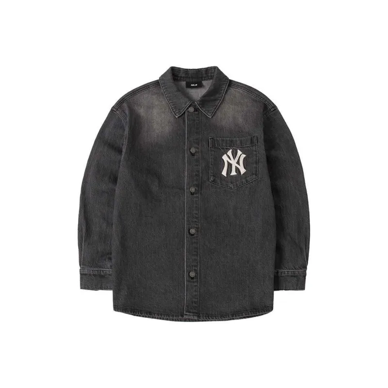 MLB Denim Jacket Unisex Charcoal Gray-0