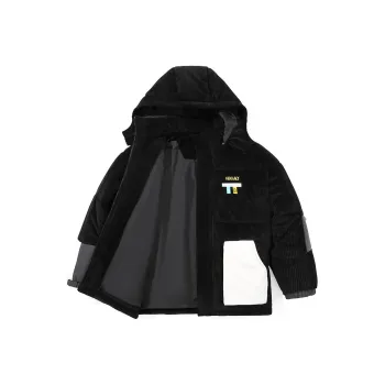 GENANX Detachable Hood Loose Fit Puffer Jacket Unisex Black