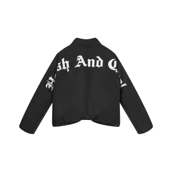 HARSH AND CRUEL Letter Stand Collar Loose Fit Thickened Cropped Puffer Jacket Unisex Black