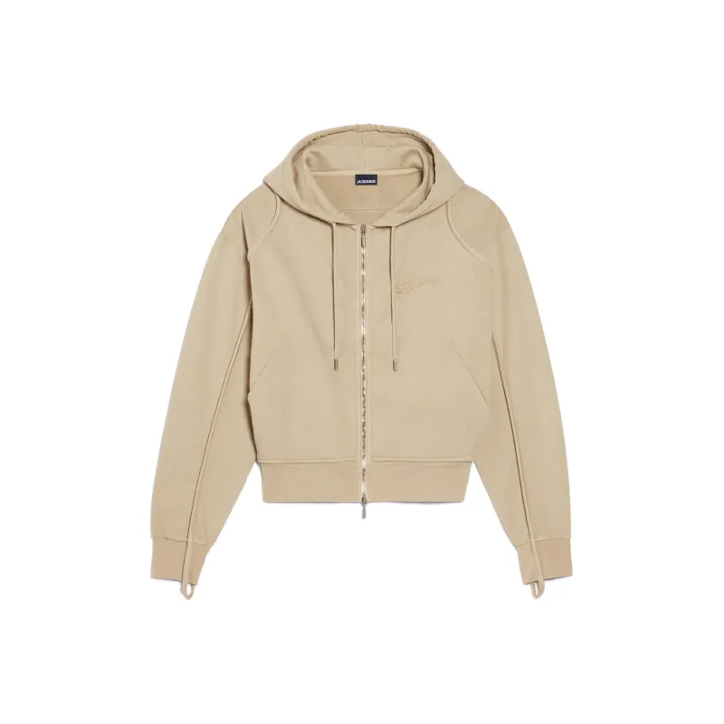 Jacquemus Le Sweater Camargue Zippe Clay Logo Sweatshirt-0