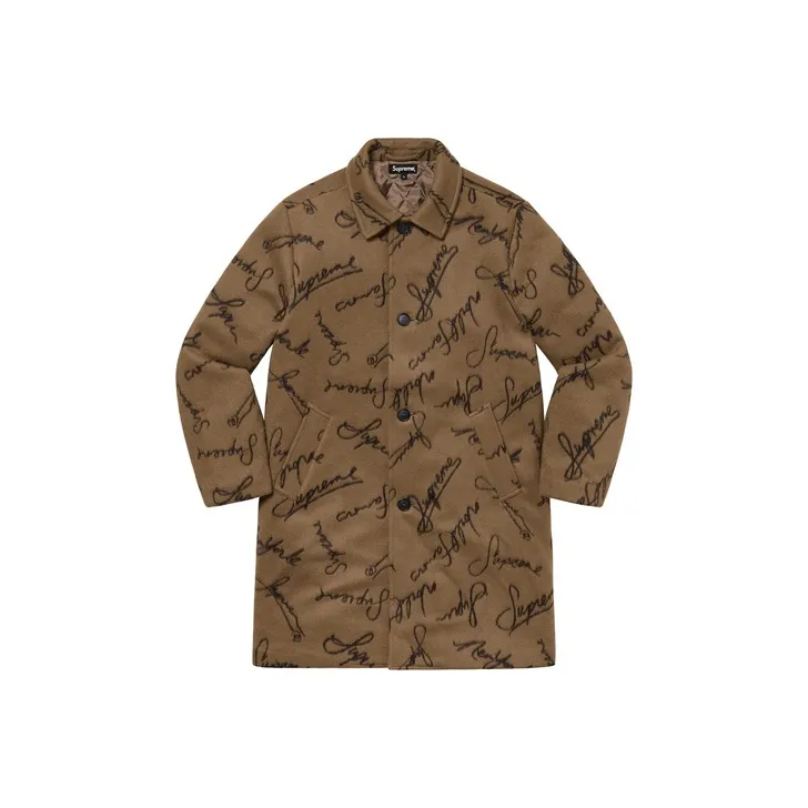 Supreme Script Logos Wool Overcoat-3
