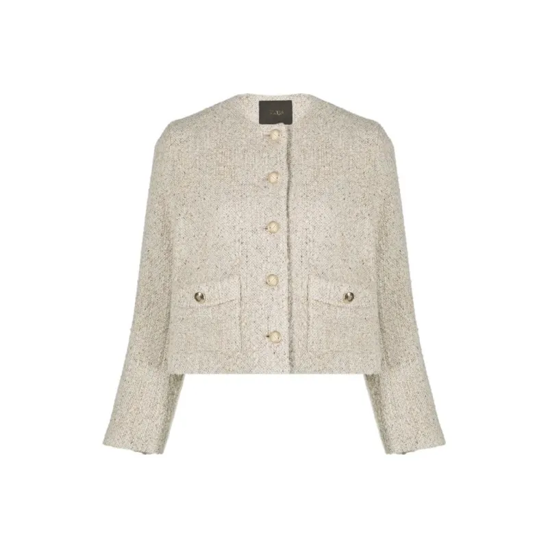 Maje Collarless Tweed Jacket-0