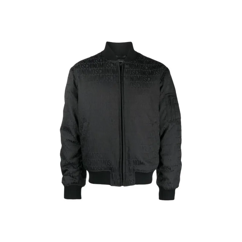 MOSCHINO All over logo print Cotton Bomber Jacket-0
