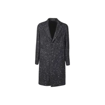 LARDINI Single-breasted Speckled Tweed Coat