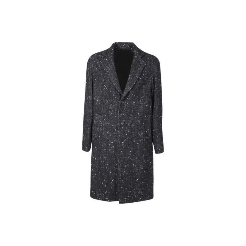 LARDINI Single-breasted Speckled Tweed Coat-0