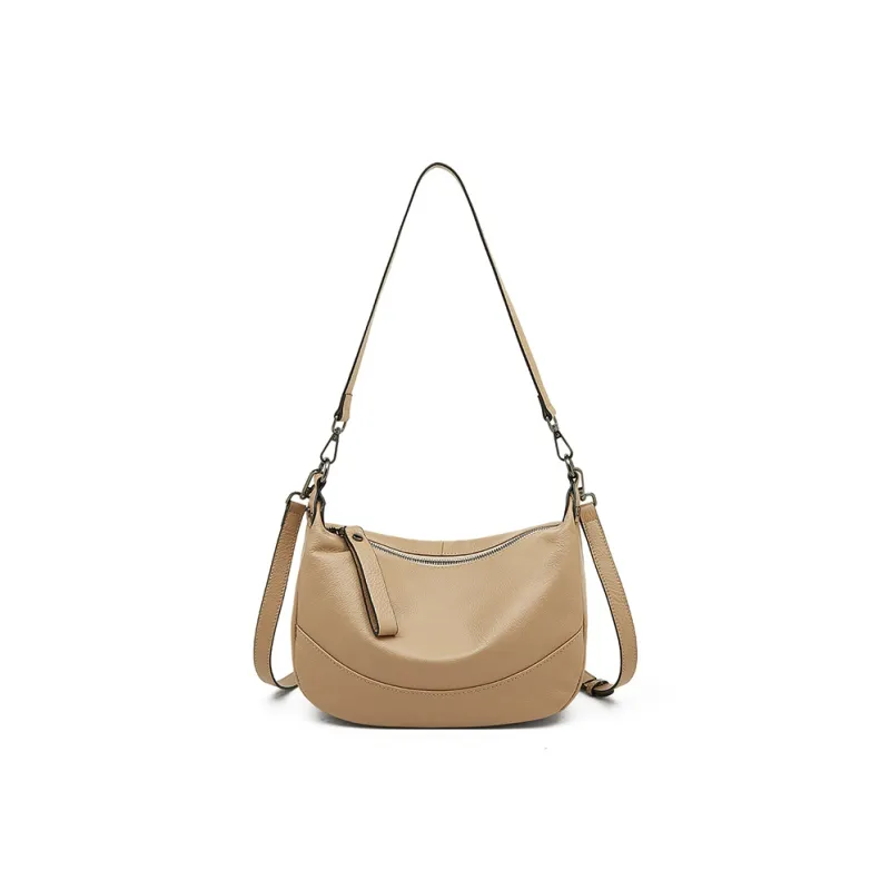 Old Man's Head Top Grain Cow Leather Shoulder Bag Women's Black/White/Green/Flesh Pink-20
