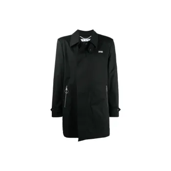 OFF WHITE Single Breasted Hooded Trench Coat