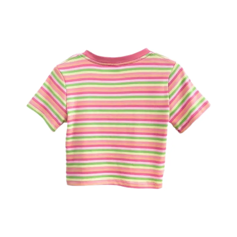ABBY GODDESS T Shirt Women's Pink Stripes-1